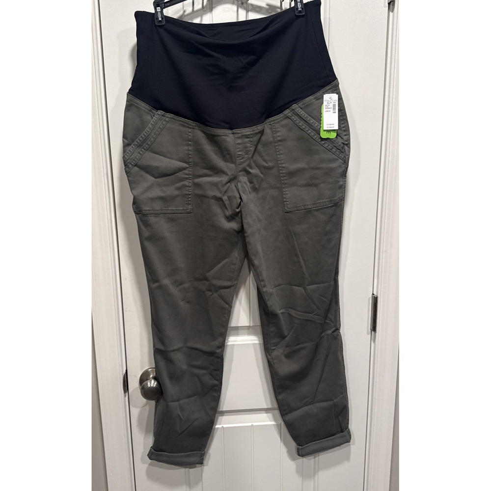 Maurices Maternity Size Large NWT OLIVE Khaki Full Waisted Pants